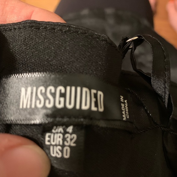 NWT Misguided Black Satin Ruched Side Mini Dress - Picture 8 of 12